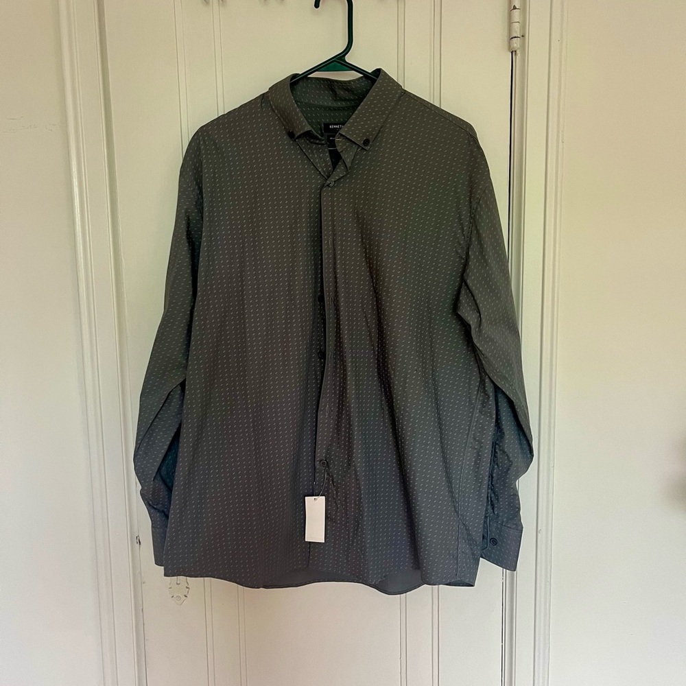Kenneth Cole Gray Casual Button-Down Shirt